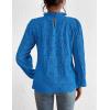 imagePRETTYGARDEN Tops for Women Trendy 2025 Fall Long Sleeve Blouses Dressy Casual Embroidered Eyelet Shirts Going Out OutfitsBrilliant Blue