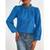 imagePRETTYGARDEN Tops for Women Trendy 2025 Fall Long Sleeve Blouses Dressy Casual Embroidered Eyelet Shirts Going Out OutfitsBrilliant Blue