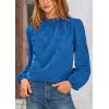 imagePRETTYGARDEN Tops for Women Trendy 2025 Fall Long Sleeve Blouses Dressy Casual Embroidered Eyelet Shirts Going Out OutfitsBrilliant Blue