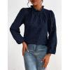 imagePRETTYGARDEN Tops for Women Trendy 2025 Fall Long Sleeve Blouses Dressy Casual Embroidered Eyelet Shirts Going Out OutfitsNavy