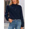 imagePRETTYGARDEN Tops for Women Trendy 2025 Fall Long Sleeve Blouses Dressy Casual Embroidered Eyelet Shirts Going Out OutfitsNavy