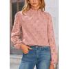 imagePRETTYGARDEN Tops for Women Trendy 2025 Fall Long Sleeve Blouses Dressy Casual Embroidered Eyelet Shirts Going Out OutfitsPink