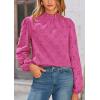 imagePRETTYGARDEN Tops for Women Trendy 2025 Fall Long Sleeve Blouses Dressy Casual Embroidered Eyelet Shirts Going Out OutfitsRose Red