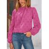 imagePRETTYGARDEN Tops for Women Trendy 2025 Fall Long Sleeve Blouses Dressy Casual Embroidered Eyelet Shirts Going Out OutfitsRose Red