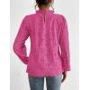 imagePRETTYGARDEN Tops for Women Trendy 2025 Fall Long Sleeve Blouses Dressy Casual Embroidered Eyelet Shirts Going Out OutfitsRose Red