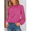 imagePRETTYGARDEN Tops for Women Trendy 2025 Fall Long Sleeve Blouses Dressy Casual Embroidered Eyelet Shirts Going Out OutfitsRose Red