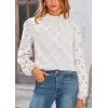 imagePRETTYGARDEN Tops for Women Trendy 2025 Fall Long Sleeve Blouses Dressy Casual Embroidered Eyelet Shirts Going Out OutfitsWhite