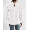 imagePRETTYGARDEN Tops for Women Trendy 2025 Fall Long Sleeve Blouses Dressy Casual Embroidered Eyelet Shirts Going Out OutfitsWhite