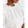 imagePRETTYGARDEN Tops for Women Trendy 2025 Fall Long Sleeve Blouses Dressy Casual Embroidered Eyelet Shirts Going Out OutfitsWhite