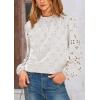 imagePRETTYGARDEN Tops for Women Trendy 2025 Fall Long Sleeve Blouses Dressy Casual Embroidered Eyelet Shirts Going Out OutfitsWhite