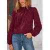 imagePRETTYGARDEN Tops for Women Trendy 2025 Fall Long Sleeve Blouses Dressy Casual Embroidered Eyelet Shirts Going Out OutfitsWine Red