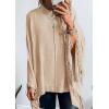 imagePRETTYGARDEN Womens 2025 Fall Winter Poncho Sweaters Trendy Chunky Knit Fringe Shawls Wraps Pullover Tops Holiday OutfitsBeige