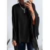 imagePRETTYGARDEN Womens 2025 Fall Winter Poncho Sweaters Trendy Chunky Knit Fringe Shawls Wraps Pullover Tops Holiday OutfitsBlack