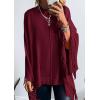 imagePRETTYGARDEN Womens 2025 Fall Winter Poncho Sweaters Trendy Chunky Knit Fringe Shawls Wraps Pullover Tops Holiday OutfitsBurgundy