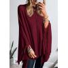 imagePRETTYGARDEN Womens 2025 Fall Winter Poncho Sweaters Trendy Chunky Knit Fringe Shawls Wraps Pullover Tops Holiday OutfitsBurgundy