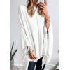 imagePRETTYGARDEN Womens 2025 Fall Winter Poncho Sweaters Trendy Chunky Knit Fringe Shawls Wraps Pullover Tops Holiday OutfitsWhite