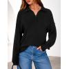 imagePRETTYGARDEN Womens Sweaters Quarter Zip Pullover Early Fall Fashion 2025 Long Sleeve V Neck Collared Knit Winter Jumper TopsBlack