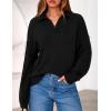 imagePRETTYGARDEN Womens Sweaters Quarter Zip Pullover Early Fall Fashion 2025 Long Sleeve V Neck Collared Knit Winter Jumper TopsBlack