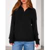 imagePRETTYGARDEN Womens Sweaters Quarter Zip Pullover Early Fall Fashion 2025 Long Sleeve V Neck Collared Knit Winter Jumper TopsBlack