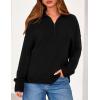 imagePRETTYGARDEN Womens Sweaters Quarter Zip Pullover Early Fall Fashion 2025 Long Sleeve V Neck Collared Knit Winter Jumper TopsBlack