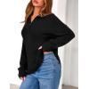 imagePRETTYGARDEN Womens Sweaters Quarter Zip Pullover Early Fall Fashion 2025 Long Sleeve V Neck Collared Knit Winter Jumper TopsBlack