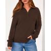 imagePRETTYGARDEN Womens Sweaters Quarter Zip Pullover Early Fall Fashion 2025 Long Sleeve V Neck Collared Knit Winter Jumper TopsBrown