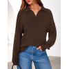 imagePRETTYGARDEN Womens Sweaters Quarter Zip Pullover Early Fall Fashion 2025 Long Sleeve V Neck Collared Knit Winter Jumper TopsBrown