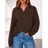 imagePRETTYGARDEN Womens Sweaters Quarter Zip Pullover Early Fall Fashion 2025 Long Sleeve V Neck Collared Knit Winter Jumper TopsBrown