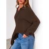 imagePRETTYGARDEN Womens Sweaters Quarter Zip Pullover Early Fall Fashion 2025 Long Sleeve V Neck Collared Knit Winter Jumper TopsBrown