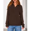 imagePRETTYGARDEN Womens Sweaters Quarter Zip Pullover Early Fall Fashion 2025 Long Sleeve V Neck Collared Knit Winter Jumper TopsBrown