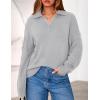 imagePRETTYGARDEN Womens Sweaters Quarter Zip Pullover Early Fall Fashion 2025 Long Sleeve V Neck Collared Knit Winter Jumper TopsGrey