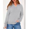 imagePRETTYGARDEN Womens Sweaters Quarter Zip Pullover Early Fall Fashion 2025 Long Sleeve V Neck Collared Knit Winter Jumper TopsGrey