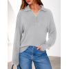 imagePRETTYGARDEN Womens Sweaters Quarter Zip Pullover Early Fall Fashion 2025 Long Sleeve V Neck Collared Knit Winter Jumper TopsGrey