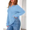 imagePRETTYGARDEN Womens Sweaters Quarter Zip Pullover Early Fall Fashion 2025 Long Sleeve V Neck Collared Knit Winter Jumper TopsLight Blue