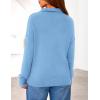 imagePRETTYGARDEN Womens Sweaters Quarter Zip Pullover Early Fall Fashion 2025 Long Sleeve V Neck Collared Knit Winter Jumper TopsLight Blue