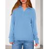 imagePRETTYGARDEN Womens Sweaters Quarter Zip Pullover Early Fall Fashion 2025 Long Sleeve V Neck Collared Knit Winter Jumper TopsLight Blue
