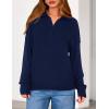 imagePRETTYGARDEN Womens Sweaters Quarter Zip Pullover Early Fall Fashion 2025 Long Sleeve V Neck Collared Knit Winter Jumper TopsNavy Blue