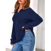 imagePRETTYGARDEN Womens Sweaters Quarter Zip Pullover Early Fall Fashion 2025 Long Sleeve V Neck Collared Knit Winter Jumper TopsNavy Blue