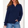 imagePRETTYGARDEN Womens Sweaters Quarter Zip Pullover Early Fall Fashion 2025 Long Sleeve V Neck Collared Knit Winter Jumper TopsNavy Blue