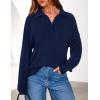 imagePRETTYGARDEN Womens Sweaters Quarter Zip Pullover Early Fall Fashion 2025 Long Sleeve V Neck Collared Knit Winter Jumper TopsNavy Blue
