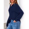 imagePRETTYGARDEN Womens Sweaters Quarter Zip Pullover Early Fall Fashion 2025 Long Sleeve V Neck Collared Knit Winter Jumper TopsNavy Blue