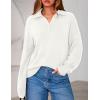 imagePRETTYGARDEN Womens Sweaters Quarter Zip Pullover Early Fall Fashion 2025 Long Sleeve V Neck Collared Knit Winter Jumper TopsWhite