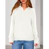 imagePRETTYGARDEN Womens Sweaters Quarter Zip Pullover Early Fall Fashion 2025 Long Sleeve V Neck Collared Knit Winter Jumper TopsWhite