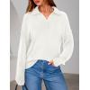 imagePRETTYGARDEN Womens Sweaters Quarter Zip Pullover Early Fall Fashion 2025 Long Sleeve V Neck Collared Knit Winter Jumper TopsWhite