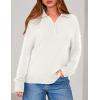 imagePRETTYGARDEN Womens Sweaters Quarter Zip Pullover Early Fall Fashion 2025 Long Sleeve V Neck Collared Knit Winter Jumper TopsWhite