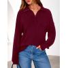 imagePRETTYGARDEN Womens Sweaters Quarter Zip Pullover Early Fall Fashion 2025 Long Sleeve V Neck Collared Knit Winter Jumper TopsWine Red