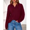 imagePRETTYGARDEN Womens Sweaters Quarter Zip Pullover Early Fall Fashion 2025 Long Sleeve V Neck Collared Knit Winter Jumper TopsWine Red
