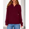 imagePRETTYGARDEN Womens Sweaters Quarter Zip Pullover Early Fall Fashion 2025 Long Sleeve V Neck Collared Knit Winter Jumper TopsWine Red