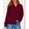 imagePRETTYGARDEN Womens Sweaters Quarter Zip Pullover Early Fall Fashion 2025 Long Sleeve V Neck Collared Knit Winter Jumper TopsWine Red
