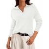 imagePRETTYGARDEN Womens Sweaters Quarter Zip Pullover Early Fall Fashion 2025 Long Sleeve V Neck Collared Knit Winter Jumper TopsWhite